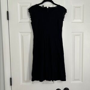 Talbots Black Lace Cap Sleeve Cotton A Line Dress